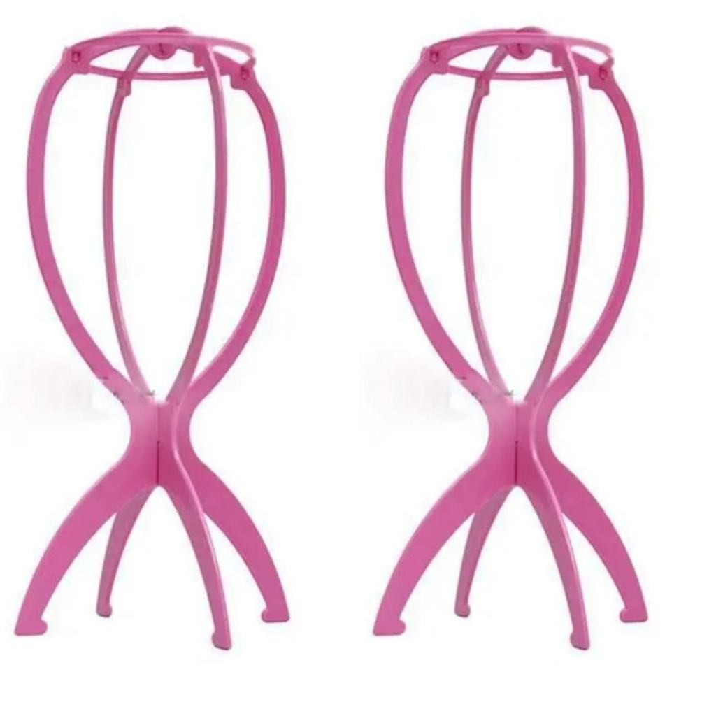 Kit 2un Suporte De Plástico Para Descansar Peruca E Prótese Capilar Cor Rosa