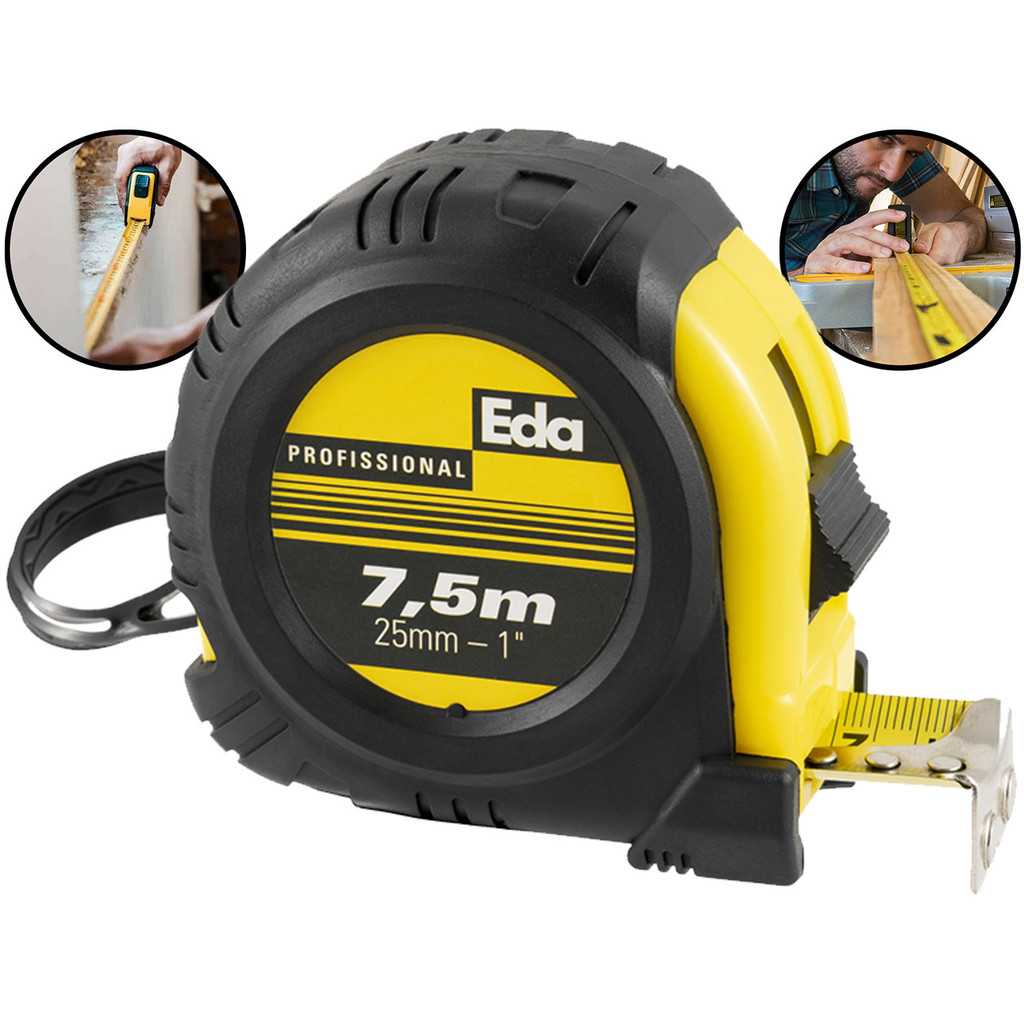 Trena Emborrachada Profissional Fita Métrica Aço Inox Com Trava 7,5m x 25mm Construção Carpintaria Eda em Oferta na Shopee