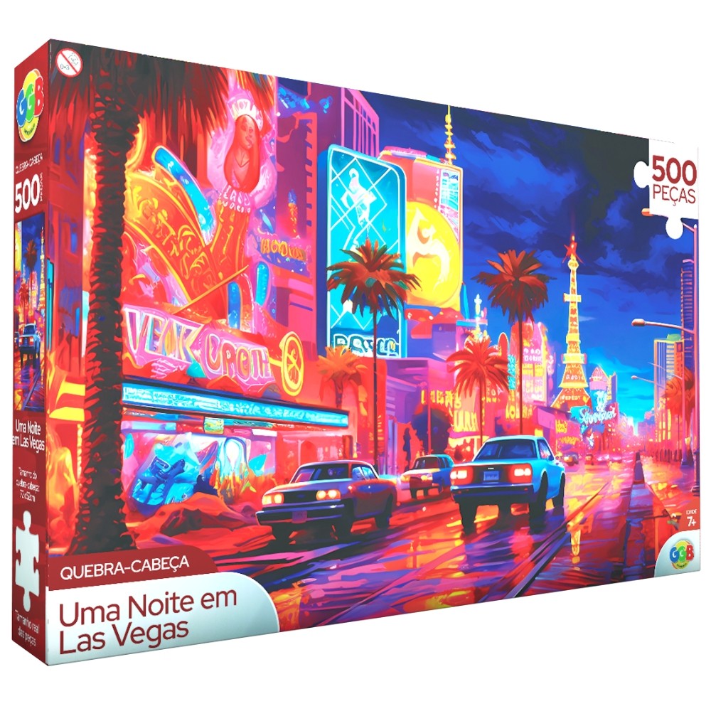 QUEBRA CABEÇA UMA NOITE EM LAS VEGAS 500 PEÇAS GGB BRINQUEDOS PUZZLE PAISAGEM PONTOS TURÍSTICOS EUA em Oferta na Shopee