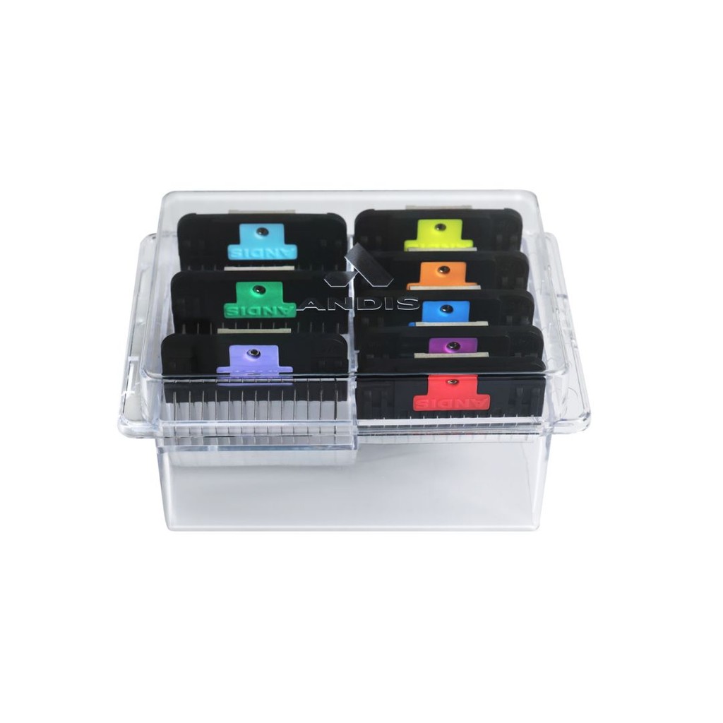 Conjunto de Pentes Adaptadores Andis Lâminas De Tosa Largas WT com 8 Peças