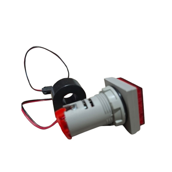 SINALEIRO MULTIMEDIDOR QUADRADO - FURO Ø 22,5mm - (VOLT./AMP./FREQ.) - JC-MAD16-22DR - 220Vca - VERMELHO