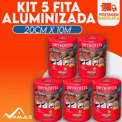 Kit 5 Manta Asfaltica para Goteiras e Infiltrações 20cm x 10m Drykofita