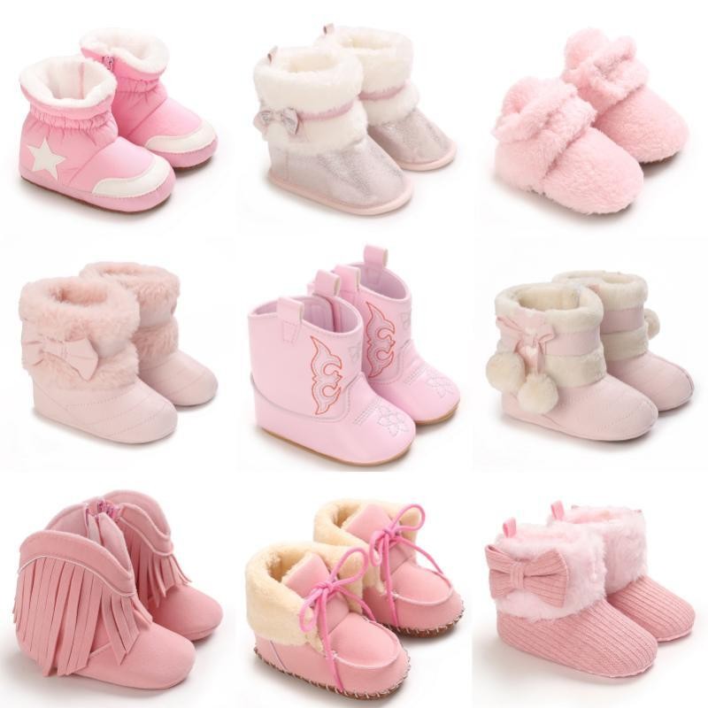 Botas De Bebê Vintage Borla Antiderrapante Sola Inverno Quente Meninas Sapatos Neve Primeiros Caminhantes Infantis
