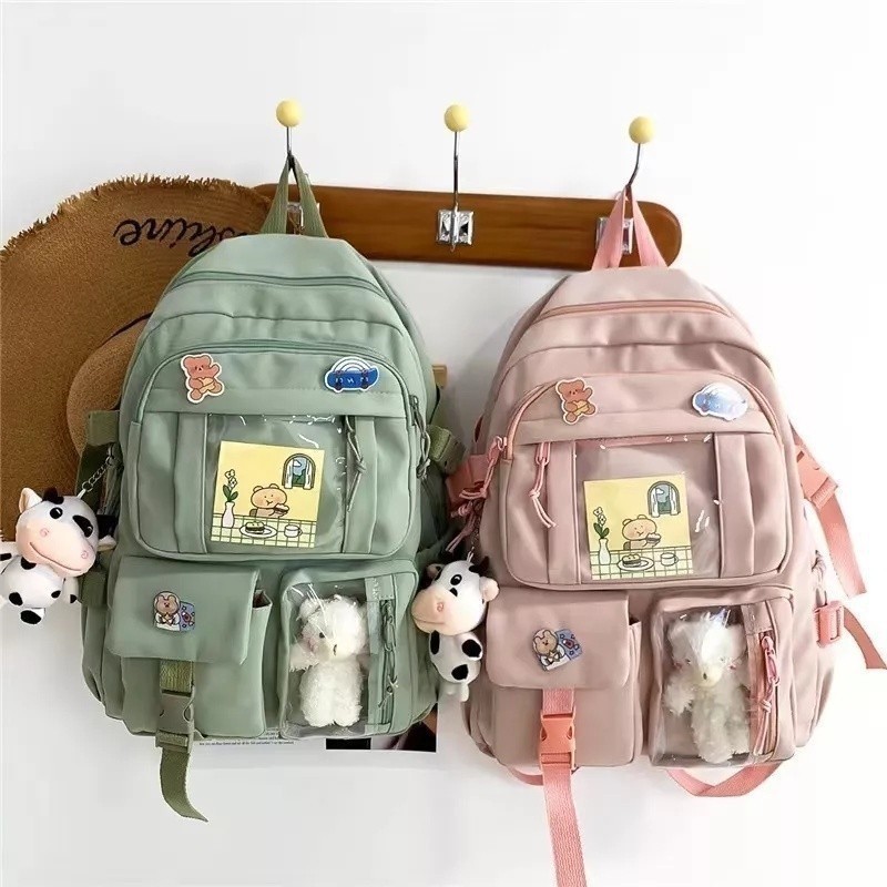 Mochila Feminina Escolar Passeio Coreano Grande Capacidade Sem Chaveiro Impermeável alex em Oferta na Shopee