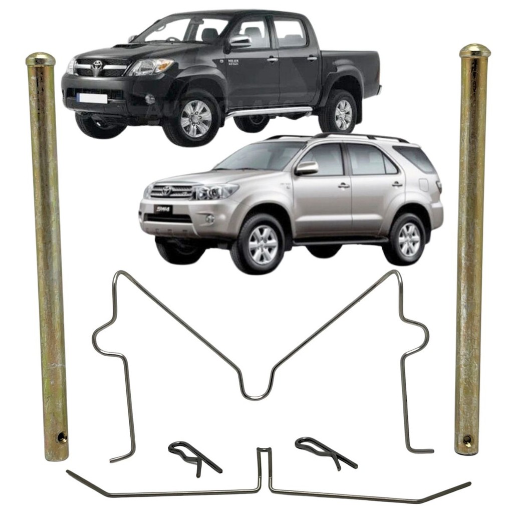 KIT 2 PINO + 2 MOLA TRAVA ARAME DA PASTILHA FREIO DIANTEIRO HILUX APÓS 2005 (1 LADO)