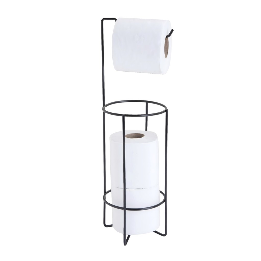 Suporte Porta Papel Higiênico de Chão 4 Rolos Banheiro Aramado Preto Fosco - 16/5 Azzo