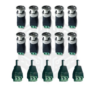 KIT 10 Conectores BNC Borne Macho + 5 Conectores P4 Macho CFTV