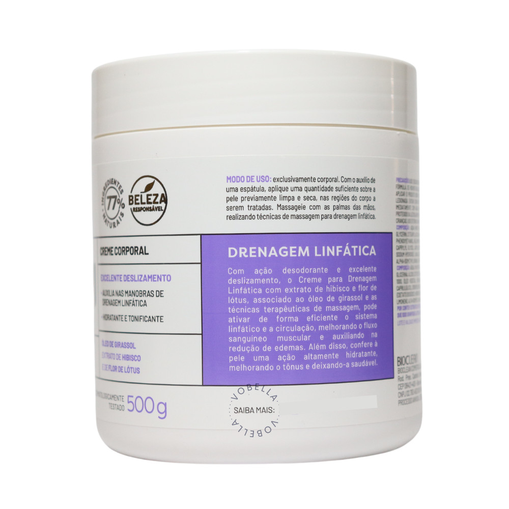Detalhes do Creme Para Massagem Drenagem Corporal Linfática Raavi 500g