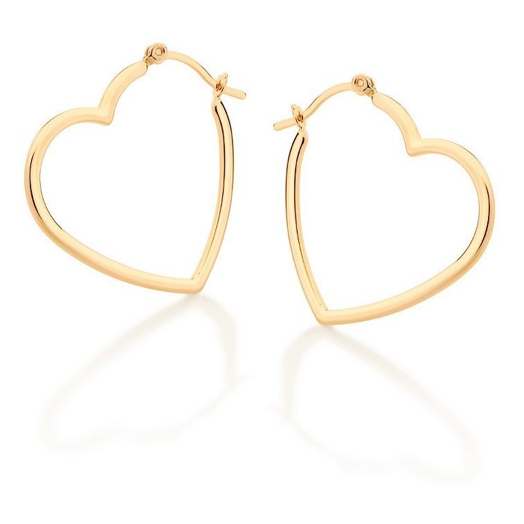 Brinco Argola Formato Coração Vazado. Rommanel 523182 em Oferta na Shopee