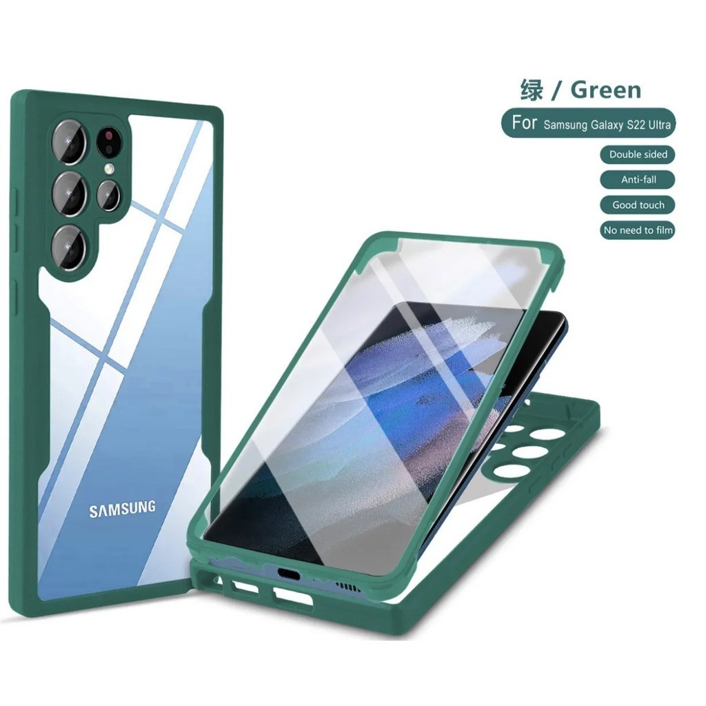 Estojo De Telefone Transparente 360 Para Samsung Galaxy S24 S22 S23 S21 Ultra Plus FE A05S A15 A24 A34 A54 A55 A35 Tela