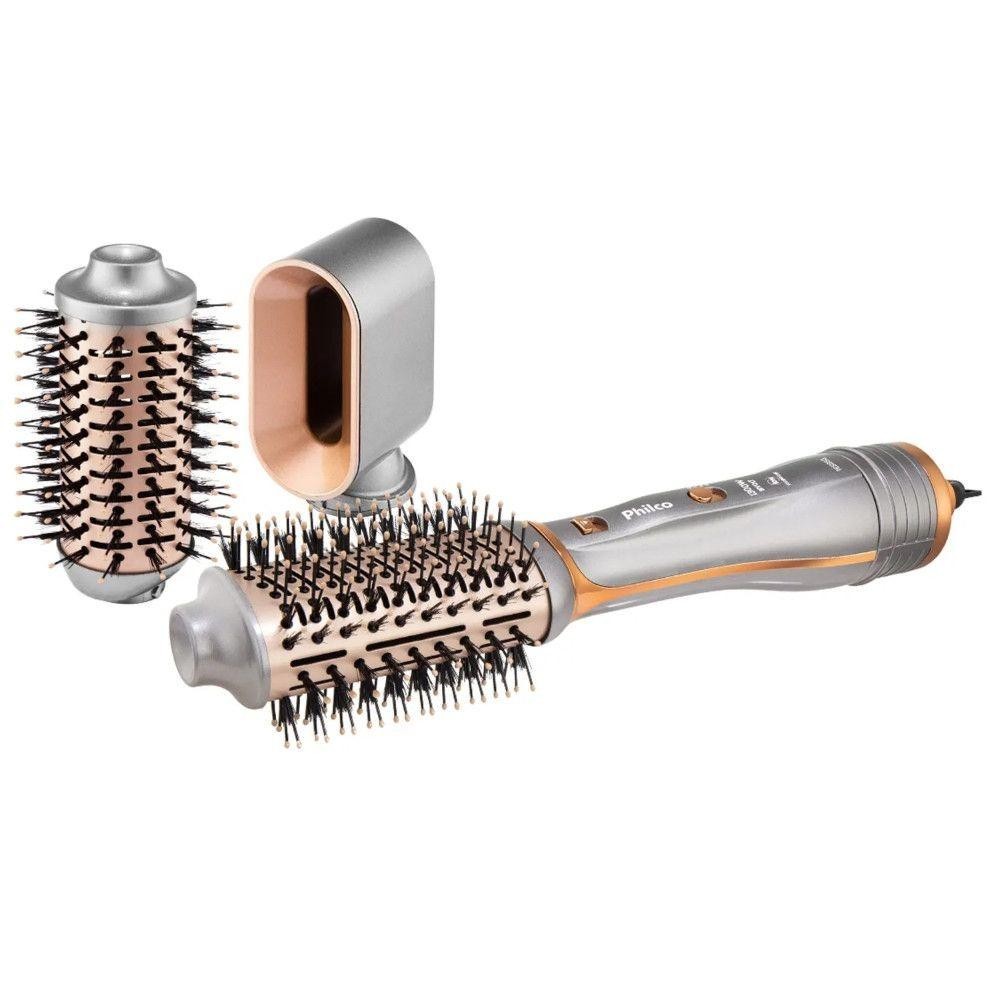 Escova Secadora Alisadora Modeladora Philco PES19SG 1300W 4 em 1 Tourmaline Bivolt em Oferta na Shopee