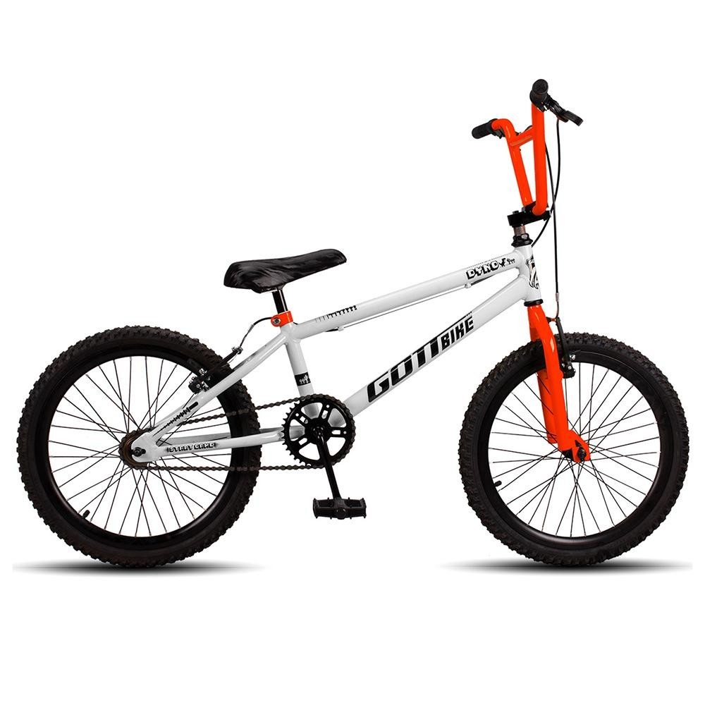 Bicicleta Infantil Aro 20 Bmx Freio V-Brake Branco e Laranja Gottbike - Mom & Baby