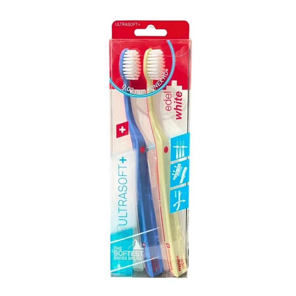 ESCOVA DE DENTES FLEXÍVEL ULTRASOFT DUO EDEL WHITE C/ 2UN em Oferta na Shopee
