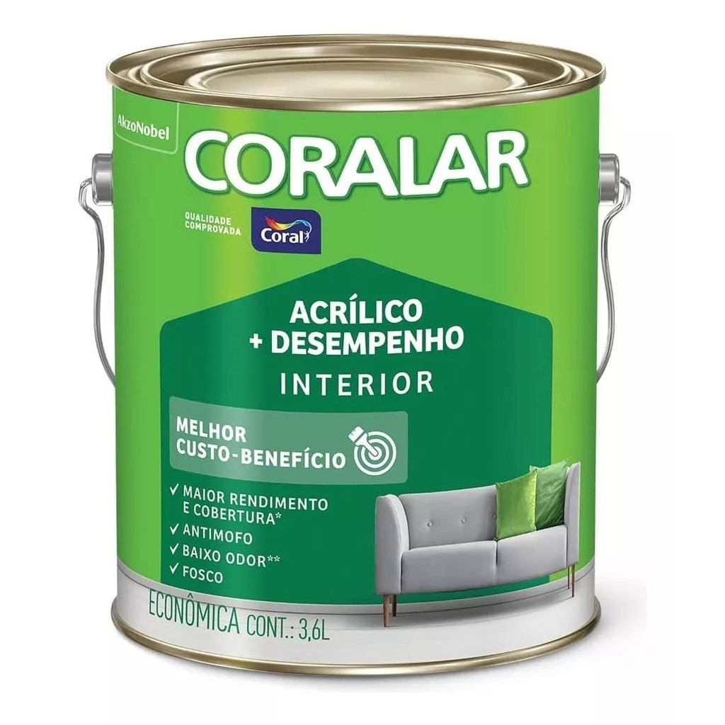 Tinta Coral Coralar Acrílica Antimofo Parede 3,6L Interna
