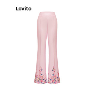 Lovito Casual Calça Feminina Floral Alinhada LBL09473