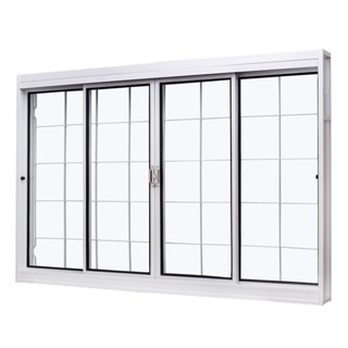 Janela de Aço de Correr Central 100x150cm 4 Folhas com Grade Quadriculada e Vidro Liso Qualitysol Ra em Oferta na Shopee
