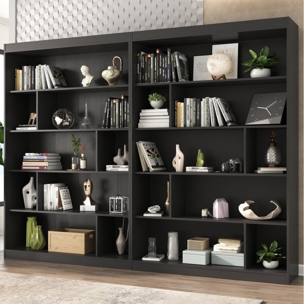 Estante para Livros 4 Prateleiras 181cmx240cm Home Office Espresso Móveis Preto Ônix TX em Oferta na Shopee