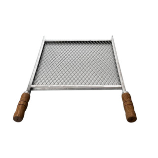Grelha Inox 40x40 Tela Expandida Sem Emenda Cabo de Madeira em Oferta na Shopee