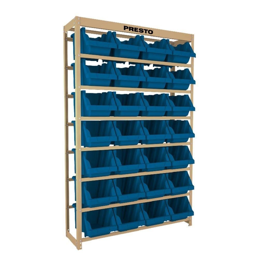 Kit Estante Gaveteiro 28 Gavetas Prática Nr. 7 Azul Presto