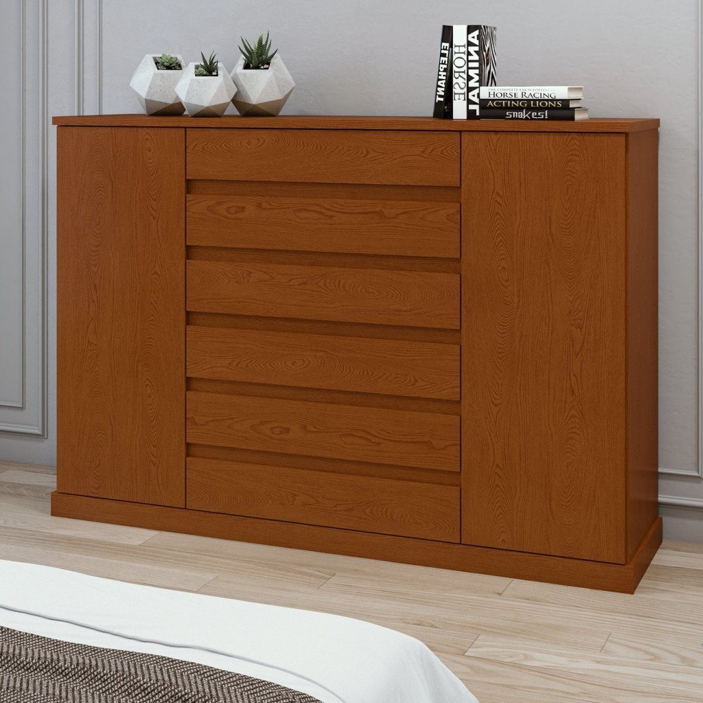 Cômoda para Quarto 7 Gavetas e 2 Portas Vedra Frassino em Oferta na Shopee