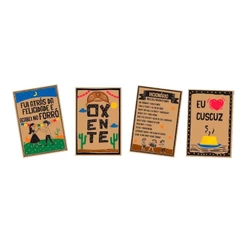 Enfeite Festa Junina Parede 4 Quadros Decorativos Com Frases Típicas do Sertão