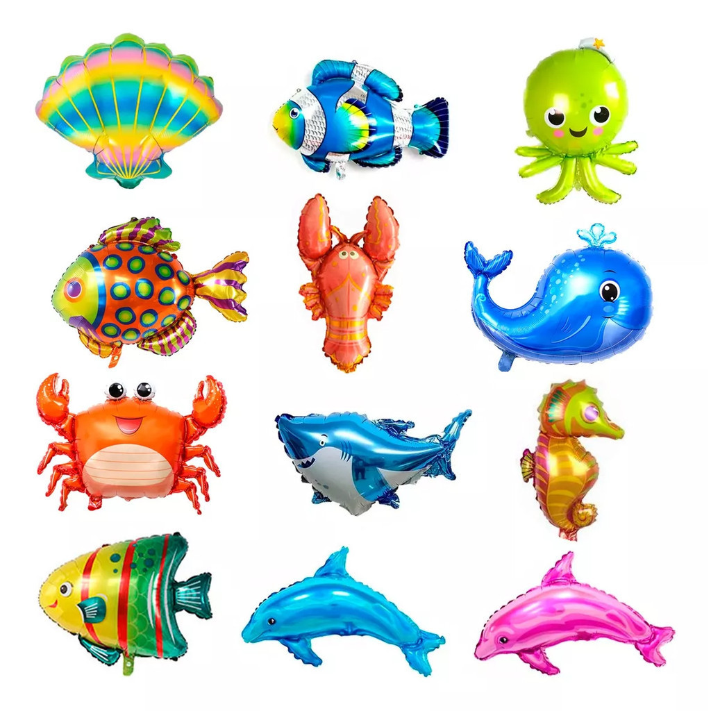12 Und Balão Bexiga Metalizado Fundo Do Mar 30/40 em Oferta na Shopee