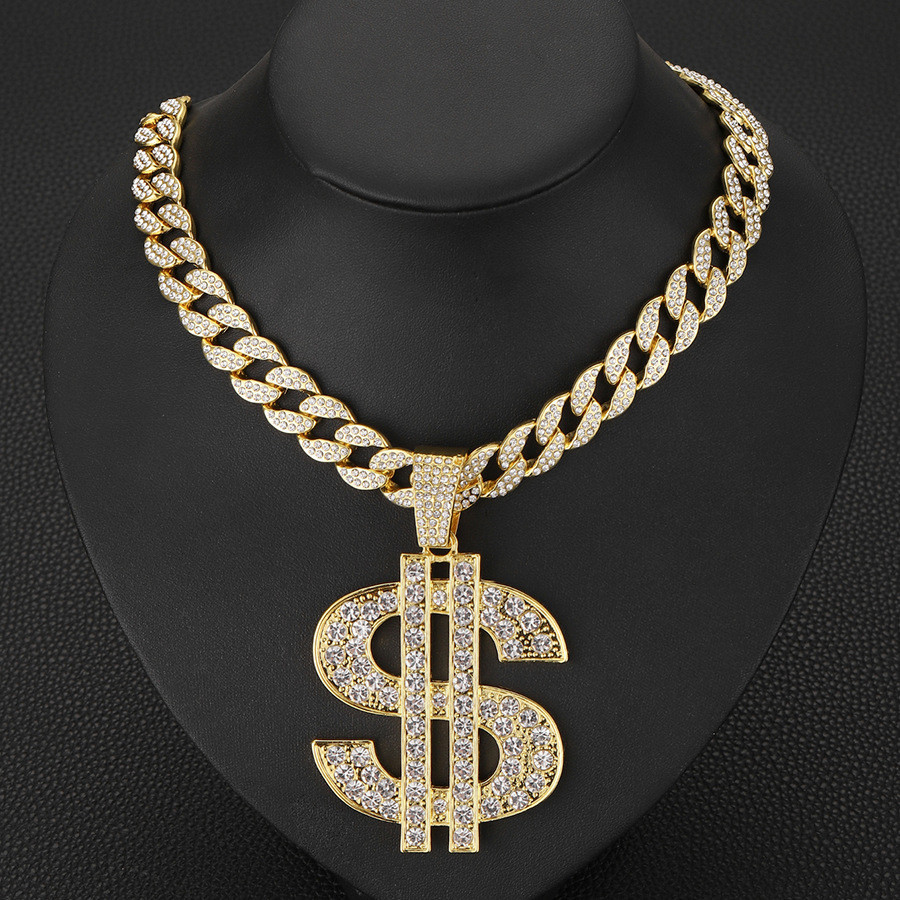 [Same product for stars] Necklace, popular hip-hop jewelry, US dollar pendant, necklaces, hip-hop men's necklace, pendant, sweater chain, high-end fashion, popular element matching