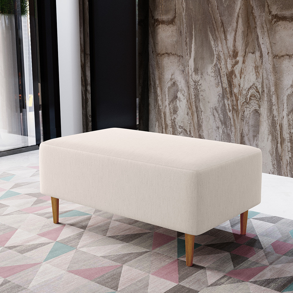 Puff Decorativo Sala de Estar Cléo W01 Pés Palito 90 cm Linho Cru - Lyam Decor em Oferta na Shopee