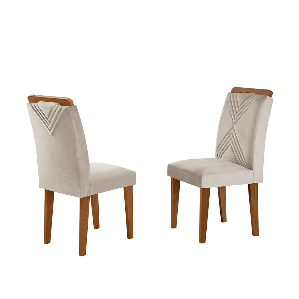 Conjunto Com 2 Cadeiras Estofadas Sarah em MDF Rufato em Oferta na Shopee