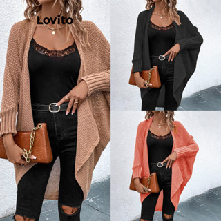 Lovito Cardigans Assimétricos Lisos Casuais Para Mulheres LNL48134