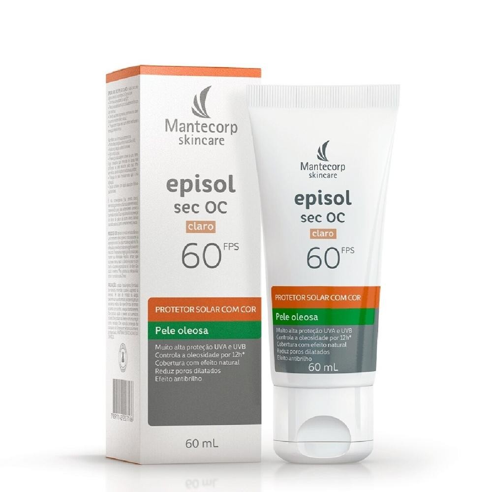 Protetor Solar Facial Episol Sec OC Pele Oleosa FPS60 cor Claro 60ml