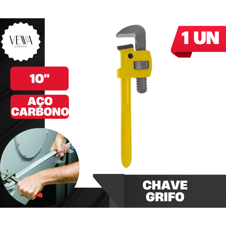 Grifo Chave Americana 10" Polegadas P/ Cano Tubo Encanador Mordente Hidraulico Aço Profissional 250mm