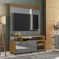 Rack Pequeno 136cm Lukaliam Móveis C/ Painel Berlim Para Tv Até 60 Polegadas C/ Rodizios