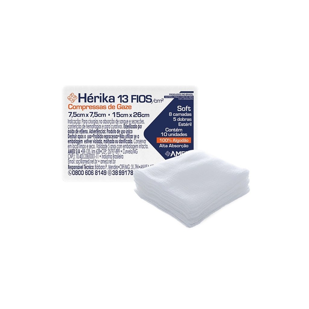 Kit 25 - Compressa Gaze Estéril Herika13 Fios Anvisa em Oferta na Shopee
