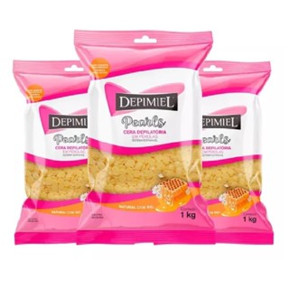 Kit 3 Unidades Cera Natural De 01 Kg - Depimiel Em Pérolas em Oferta na Shopee
