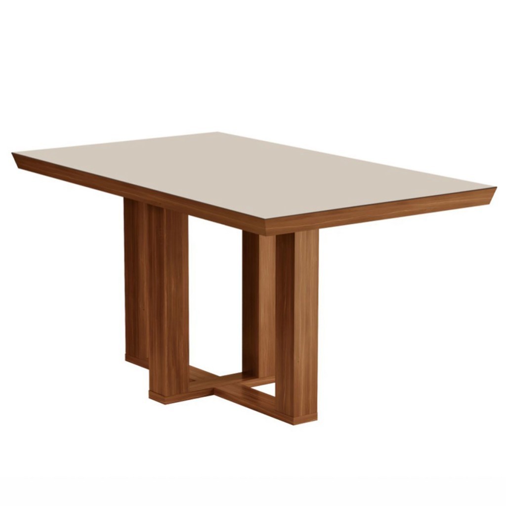 Mesa de Madeira Lottus 120cm com Vidro em Oferta na Shopee