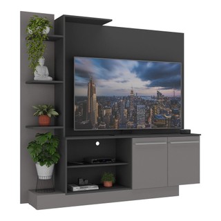 Estante com Painel TV 55" e 2 portas Denver Multimóveis Preto/Lacca Fumê em Oferta na Shopee