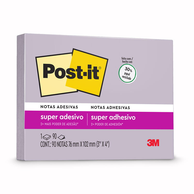 Bloco de notas super adesivas Post-it Orquídea 76x102mm 90 folhas 3M