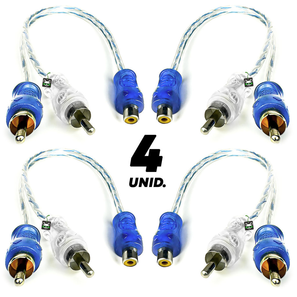 Kit 4 Cabos Rca Y Injetado 1F 2M Dupla Blindagem 4mm Svart em Oferta na Shopee