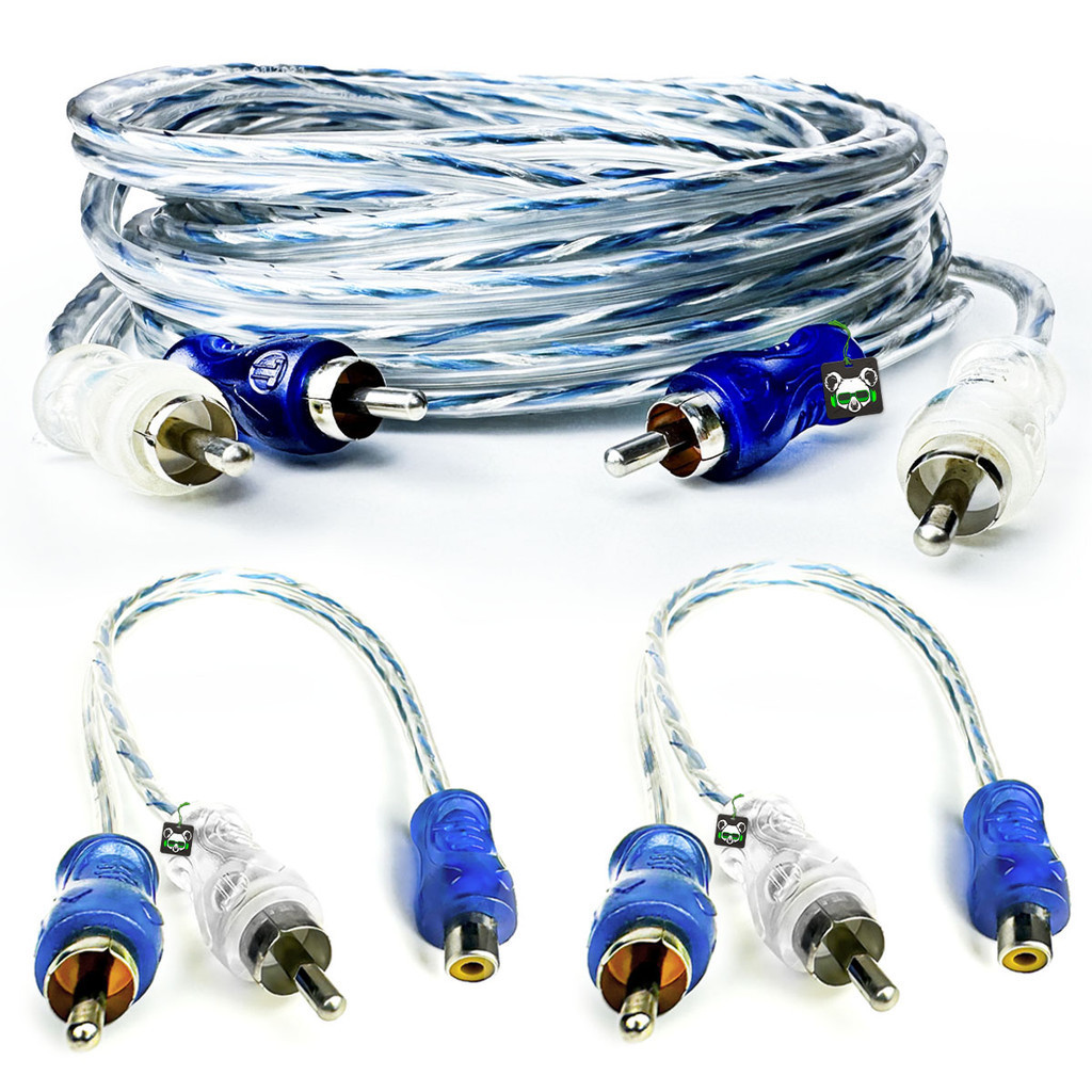 Kit Cabo Rca Injetado 5 Metros Dupla Blindagem 4mm + 2 RCA Y em Oferta na Shopee