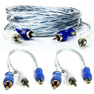 Kit Cabo Rca Injetado 5 Metros Dupla Blindagem 4mm + 2 RCA Y em Oferta na Shopee