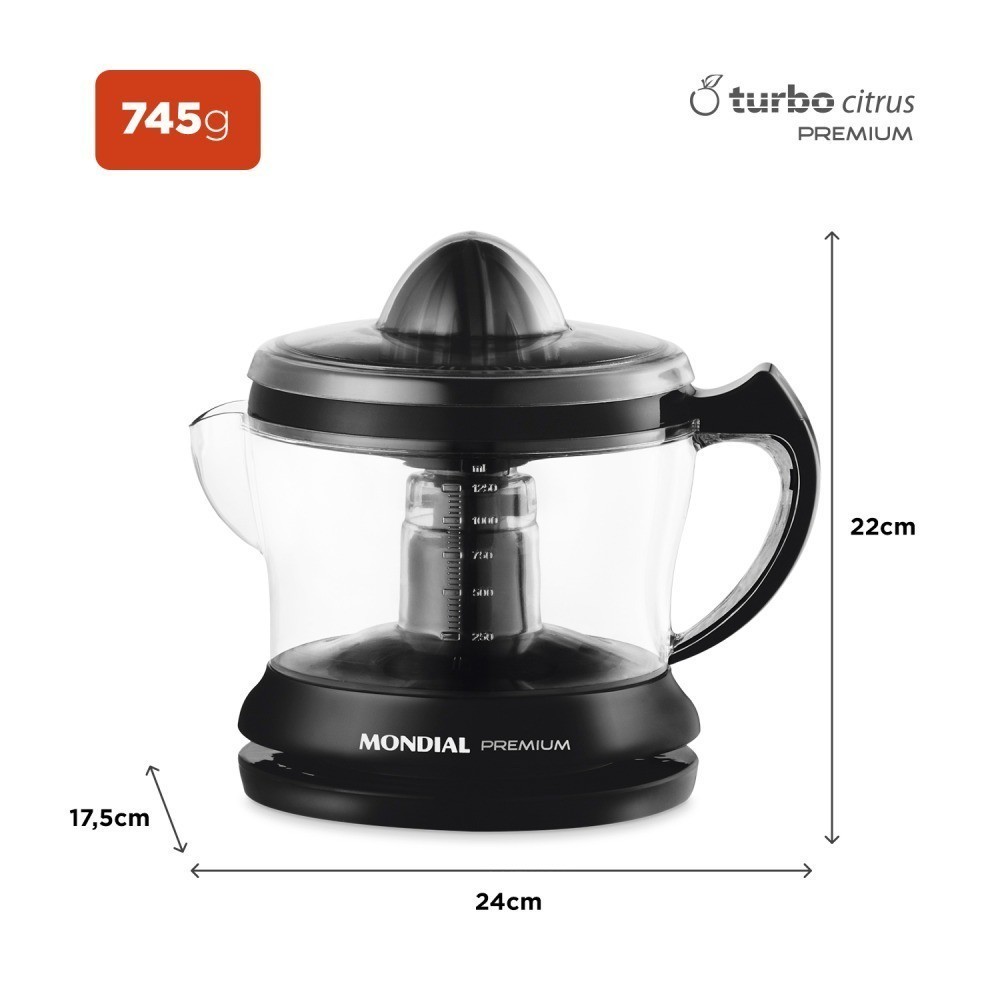 Espremedor de frutas 1,25L com cone extra para limão - E-02 - Mondial 220V