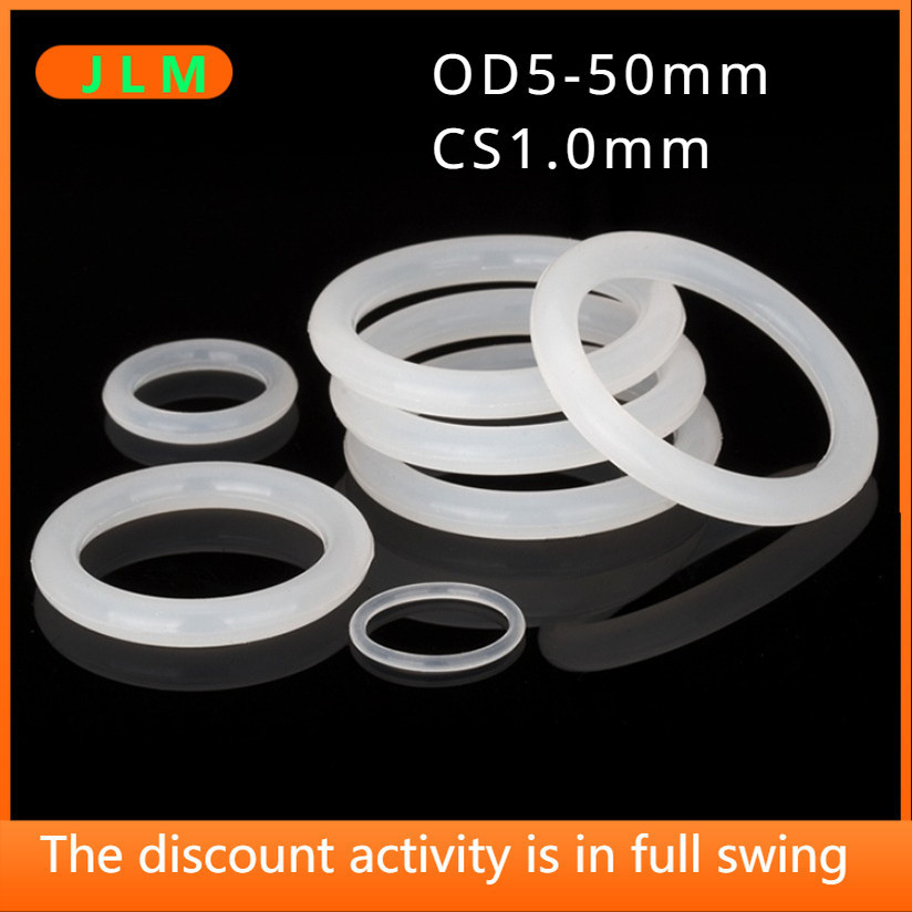 ((JLMA4) 100pcs Anel O-Ring de Silicone de grau alimentício branco [OD5-50mm * CS1.0mm] Anel O-Ring de vedação de borracha branca resistente a altas temperaturas à prova d'água