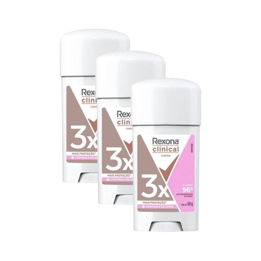 Kit Desodorante Rexona Clinical Classic Antitranspirante Creme (3 unidades) em Oferta na Shopee
