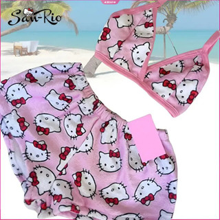 Hello Kitty Pijama Mulher De Duas Peças Sanrio Loose Quadrinhos Verão Biquíni Calção Feminino kawaii Soutien em Oferta na Shopee