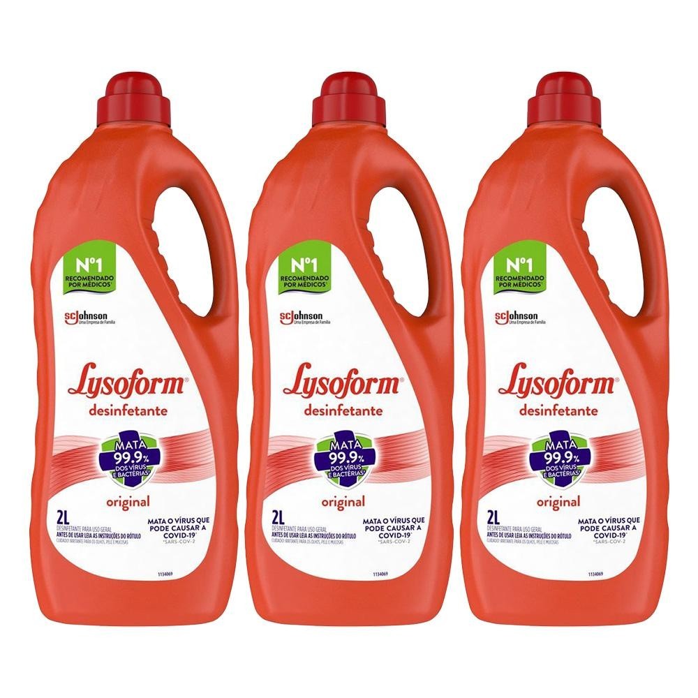 Kit 3 Desinfetante para Uso Geral Lysoform Original 2L cada