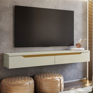 Rack para TV Até 55 Polegadas Suspenso Uno Off White/Cedro - Olivar Móveis em Oferta na Shopee