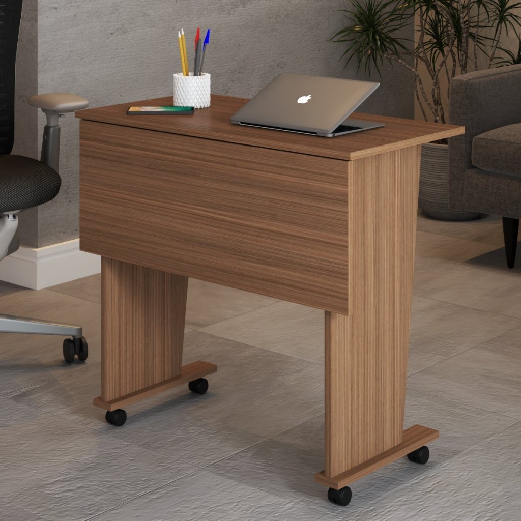 Mesa Escrivaninha Dobrável Alpes com Rodízio Amêndoa - Panorama Móveis em Oferta na Shopee