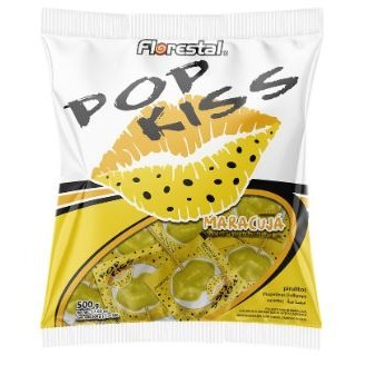 Pirulito sabor maracujá pacote com 500g - Pop kiss