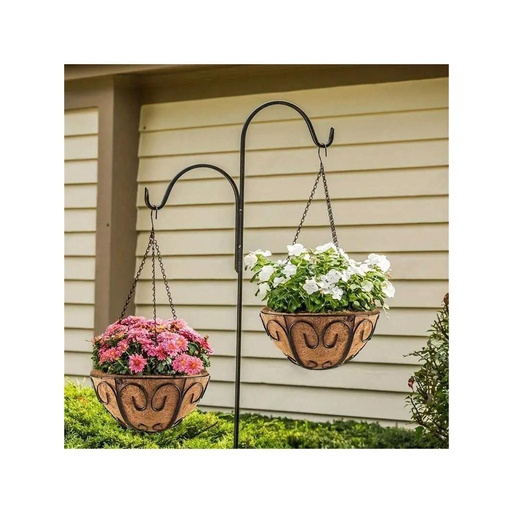 1 Conjunto Corrente De Vaso De Flores Para Jardinagem E Churrasco Ao Ar Livre Com Ganchos Duplos, Cesta De Suspensão
